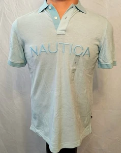 Nautica Polo Mens Medium Light Blue Classic Fit Short Sleeve 100% Cotton Shirt - Picture 1 of 1