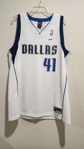 Vintage Dirk Nowitzki Dallas Mavericks Nike Jersey #41 Mens XL White +2 Length - Picture 1 of 4