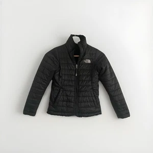 The North Face Girls Reversible Jacket - Black Size S Girls 7/8 Fur & Puffer - Picture 1 of 7