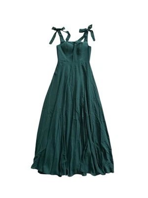 NEW JJ's House Maxi Dress Floor-Length Hunter Green Chiffon Bows Bridesmaid Sz 2 - Image 1 of 4