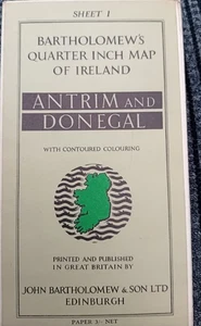 Vintage Bartholomew's Quarter Inch Map Of Ireland - Antrim And Donegal - Picture 1 of 2