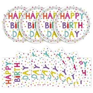 40 Pcs Birthday Plates and Napkins Party Supplies, Disposable Happy Birthday ... - Picture 1 of 7