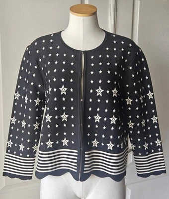 Ted Baker TB 4 / US Size 10 Dennisa Stars Stripes Print Cardigan Sweater Top - Image 1 of 4