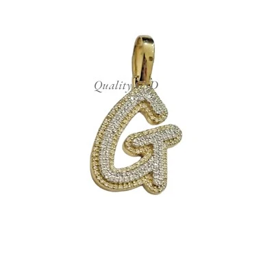 Diamond G initial letter charm pendant Real 10k gold & 1/4 CT Diamond Men Women - Image 1 of 4
