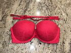 Victoria?s Secret Red Lace Multiway Strapless Bra 34D Sexy Wow!!