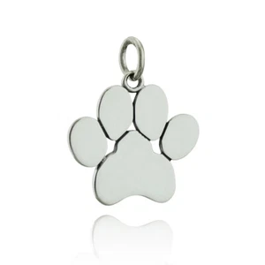 Polished Paw Print Charm 925 Sterling Silver Flat Pendant Dog Pet Lover Animal - Picture 1 of 4