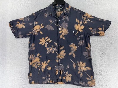 Camisa Tori Richard Hombre Grande Negra Marrón Paisley Rosa Floral Mezcla Seda Hawaiana Foto 1 de 4