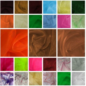 Sheer Organza Fabric Voile Per Metre Curtain Wedding Plain Colours - Picture 1 of 28