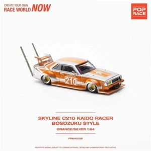 Pop Race 1:64 Skyline C210 Kaido Racer Bosozuku Silver/Orange Car - Picture 1 of 5