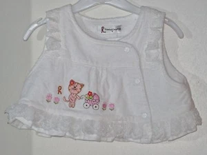 ROBERTA DI CAMERINO Size 70 White Button Up Sleeveless Lace Ruffles Tops Blouse - Bild 1 von 2