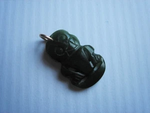 maori Tiki carved nephrite jade antique pendant charm new zealand - Picture 1 of 5