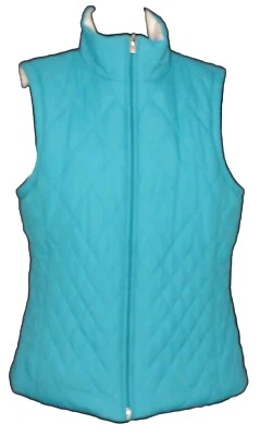 Izod Women's Reversible Full Zip Vest Size M Ivory Fleece & Quilted Aqua - Image 1 of 4