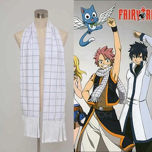 Cosplay Anime FAIRY TAIL Natsu Dragneel white plaid Scarf/ Muffler New - Picture 1 of 4