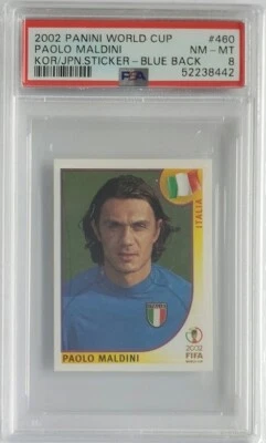 Copa Mundial Panini 2002 Paolo Maldini Corea Japón espalda azul #460 PSA 8 Foto 1 de 2