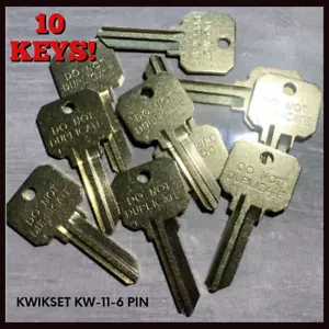 10 PACK-Uncut NEW KWIKSET DND-KW11-6 PIN Brass "Do Not Duplicate" Key blanks - Picture 1 of 6