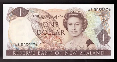 1985 年新西兰 1 美元图片 # 169 A Queen UNC 明星 * * * 替换 * * * * * — 第 1/2 张图片