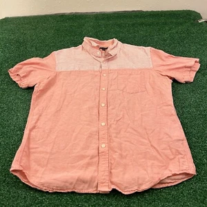 Banana Republic Shirt Mens Large Salmon Linen Button Up Short Sleeve Beach - Picture 1 of 7