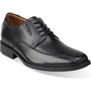 NEW Clarks Tilden Walk Medium or Wide BLACK LEATHER LACE UP DRESS COMFORT SHOES - Picture 1 of 7