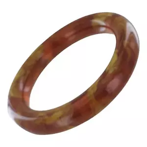 Round Amber Brown Acrylic Lucite Tube Bangle Bracelet Ladies Standard Size - Picture 1 of 4