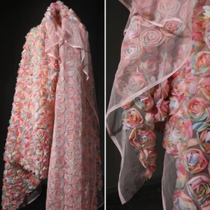 3D Rose Chiffon Flower Sewing Fabric DIY Craft for Wedding Dress Party Decor - Picture 1 of 7