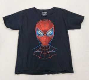 Marvel Spiderman T-shirt Boys XL Black Textured Raised Graphic Summer Webs - Picture 1 of 9