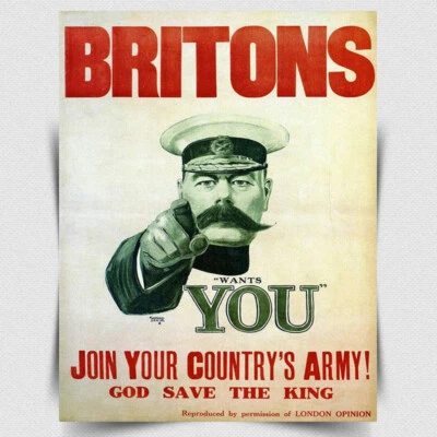 Lord Kitchener BRITONS WANTS YOU Army recruitment METAL Wall Sign Plaque poster - Image 1 of 3