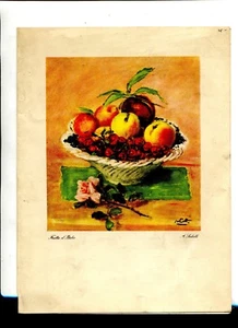 Menú de crucero vintage ITALIA M/N VULCANIA 1958 almuerzo frutero con rosa - Imagen 1 de 2