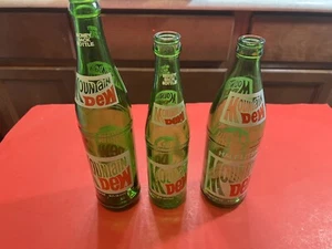 Mountain Dew White Top Logo Glass Bottles - Lot of 3 - 10 oz, 16 oz, & 16.9 oz - Picture 1 of 12
