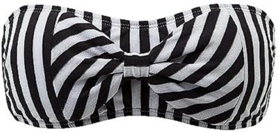 The Bikini Lab Juniors See You Stripe Bandeau Bikini Top Black/White Metallic - Image 1 of 3