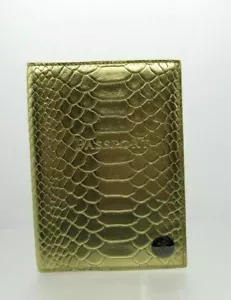 Victoria's Secret Passport Cover NEW w Tags Gold Python Embossed - Picture 1 of 8