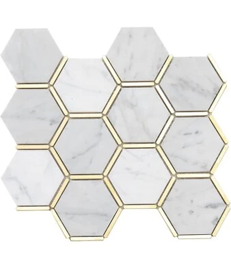 Lovdeco 3" Carrara Marble Stone Mosaic Tile 5 Sheets Shower Tiles - Image 1 of 4