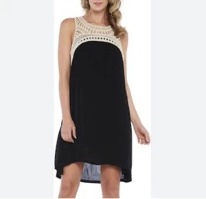 NEW: Klozlyne Women Crochet Dress Sz Small Navy Blue Crinkle Sleeveless - Picture 1 of 11