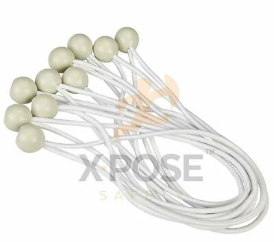 XPOSE SAFETY 11” White Ball BUNGEE Cord Tarp Bungee Tie Down Strap
