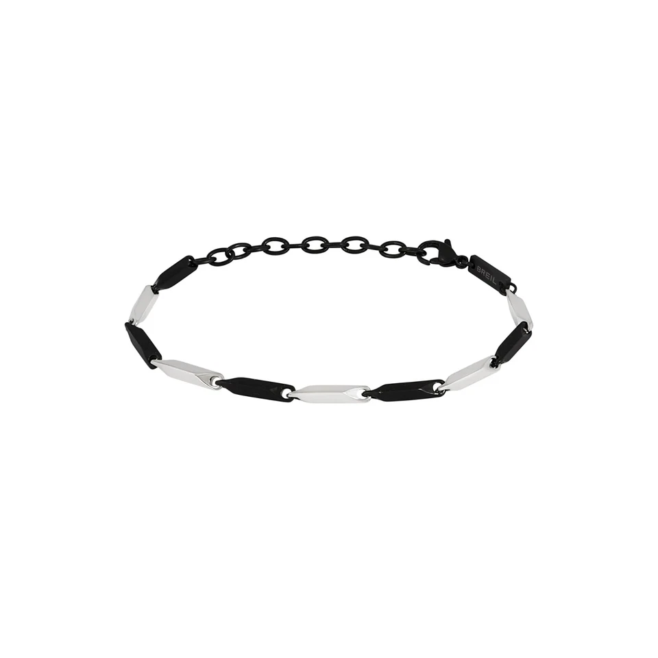 Gioiello Breil Collezione Black Onyx Bracciale da Uomo in acciaio pietre Natu...
