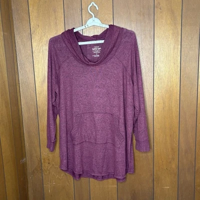 Torrid Sweatshirt Women 4X Burgundy Cozy Loungewesr Super Soft Plush Cowl Neck - Image 1 of 4