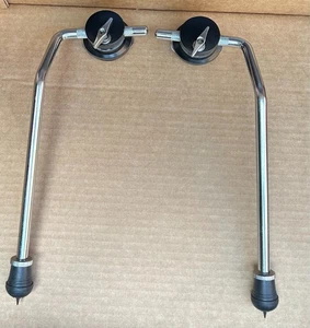 Bass Drum Gull-Wing Chrome Folding Legs / Spurs & Black Mounts-Set of 2 - Picture 1 of 9