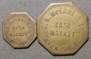 2 Avon, So. D., C.N. McLane & Co. Cash Market Good For 10c-$1.00 In Trade. Br - Picture 1 of 2