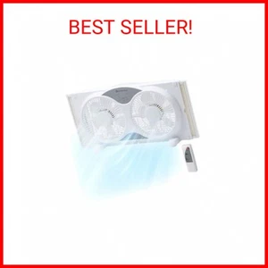 Comfort Zone Twin Window Fan with Remote Control, Removable Cover, Reversible, 9 - Picture 1 of 2