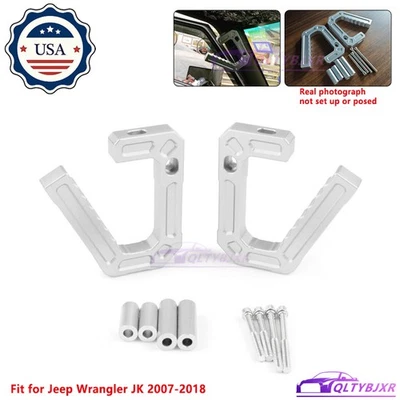Front Grab Handles Compatible with Jeep Wrangler JK 2007-2018 Silver Aluminum Foto 1 de 4