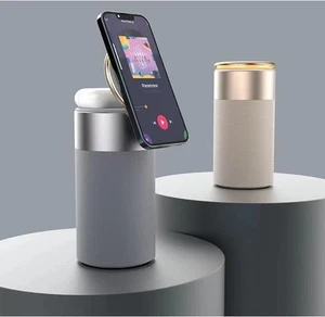 3-in-1 Wireless Charger for iPhone & AirPods | Bluetooth Speaker & Touch Lamp | - Photo 1 sur 10