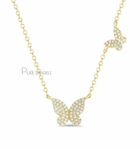 Collar Mariposa Doble Diamante Creado en Laboratorio Oro 14K 0.75 Ct. - Regalo para AMOR🎁 - Imagen 1 de 1