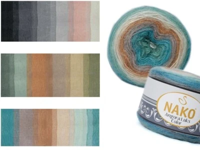 NAKO ANGORA LUKS COLOR Mischgarn Wolle Bobbel Farbverlauf 150g (Farbauswahl) - Bild 1 von 2