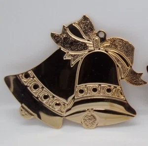VTG Gloria Duchin 1990s Brass Gold Tone Christmas Ornament Bells - Picture 1 of 2