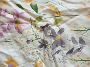 Edredón Flores Salvajes Talla Queen 100% Algodón Tonos Crema Morado Rosa Amarillo - Imagen 1 de 2