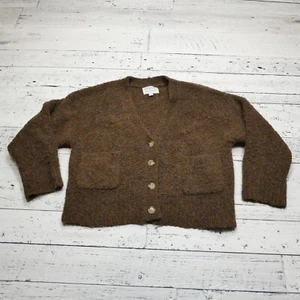 Le Bon Shoppe Cardigan Sweater Womens M/L Brown Blue Button Up Wool Blend - Picture 1 of 7