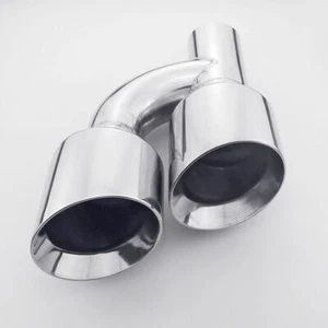 Pulido de acero inoxidable doble 4"" punta de escape de 2-1/4"" entrada corte angular escalonado - Imagen 1 de 7