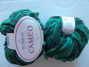 Reynolds Cameo mezcla lana hilo de moda torcido, verde/negro, lote de 2 (55 yardas ea) - Imagen 1 de 2