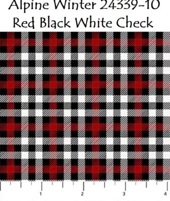 Tela de edredón de algodón a cuadros Alpine Winter Check Northcott 24339-10 rojo negro blanco Foto 1 de 2