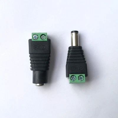 Male Female 5.5mm x 2.1mm DC Power Jack Plug Adapter Connector 12V 5V For Camera - Image 1 of 4