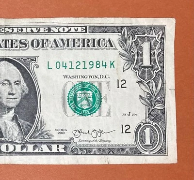 April 12, 1984 ; 4 Dec 1984 ( L 04121984 K ) Birthday Note $1 One Dollar Bill - Image 1 of 4